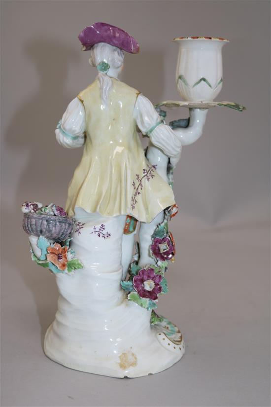 A Derby candlestick figure, late 18th century, 24cm